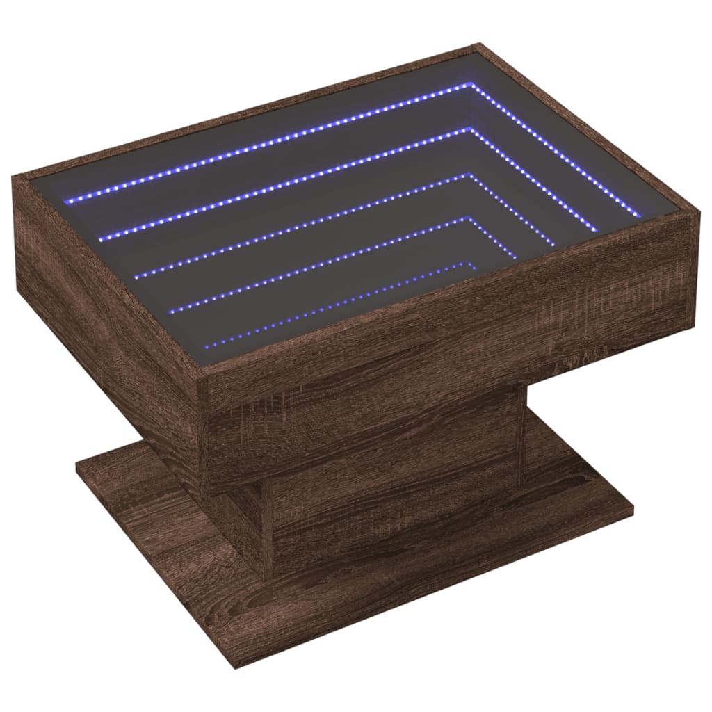 Table basse avec LED chêne marron 70x50x45 cm bois d’ingénierie - Tables basses
