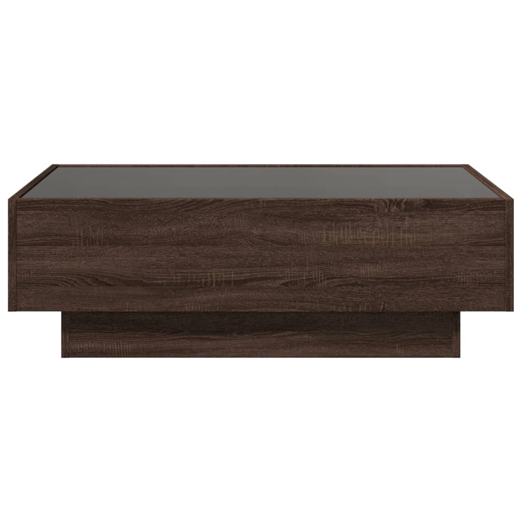 Table basse avec LED chêne marron 90x50x30 cm bois d’ingénierie - Tables basses