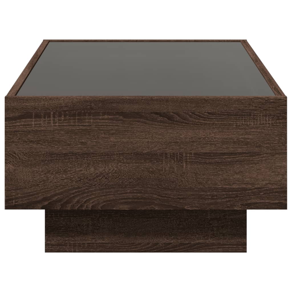 Table basse avec LED chêne marron 90x50x30 cm bois d’ingénierie - Tables basses