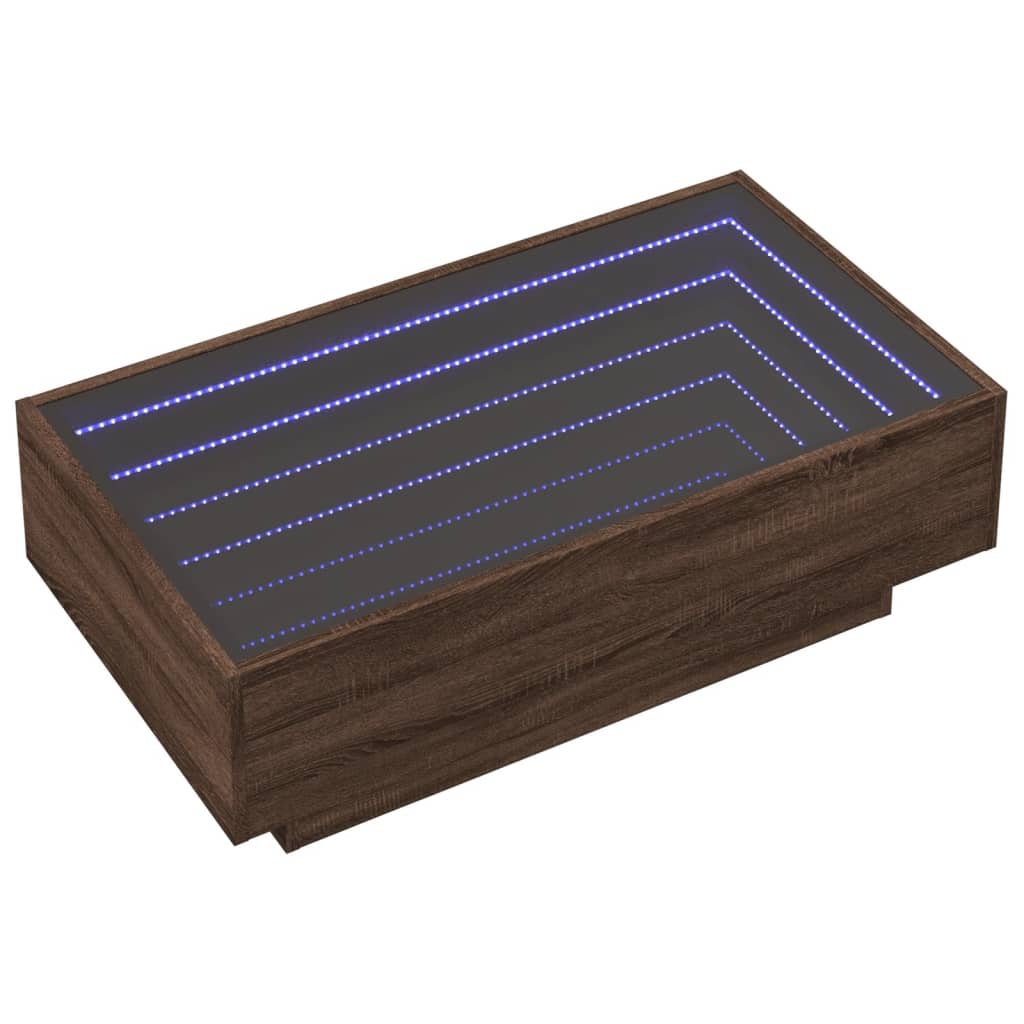 Table basse avec LED chêne marron 90x50x30 cm bois d’ingénierie - Tables basses