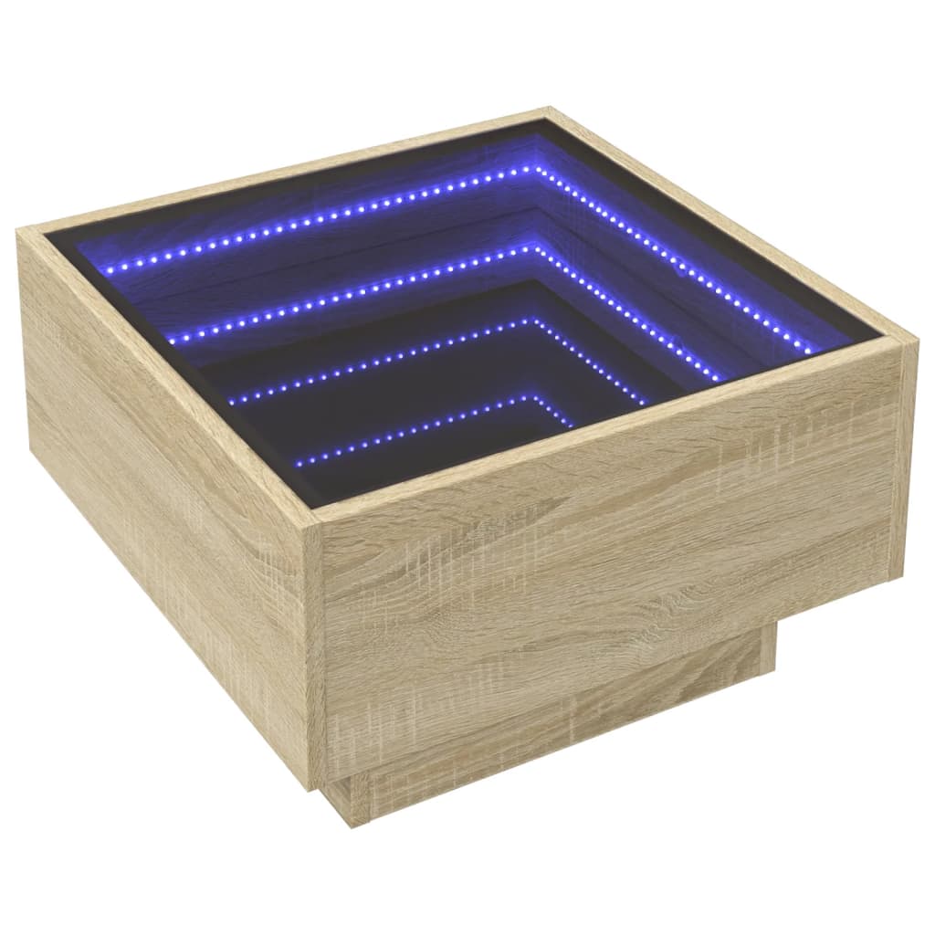Table basse avec LED chêne sonoma 50x50x30 cm bois d’ingénierie - Tables basses