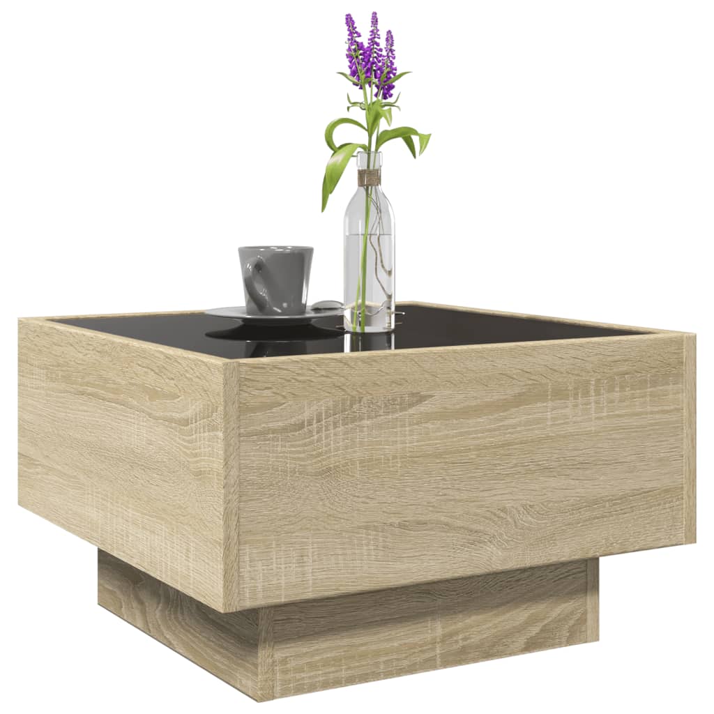 Table basse avec LED chêne sonoma 50x50x30 cm bois d’ingénierie - Tables basses