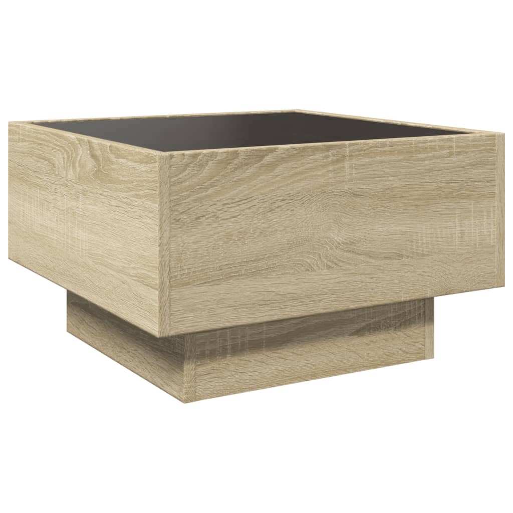 Table basse avec LED chêne sonoma 50x50x30 cm bois d’ingénierie - Tables basses