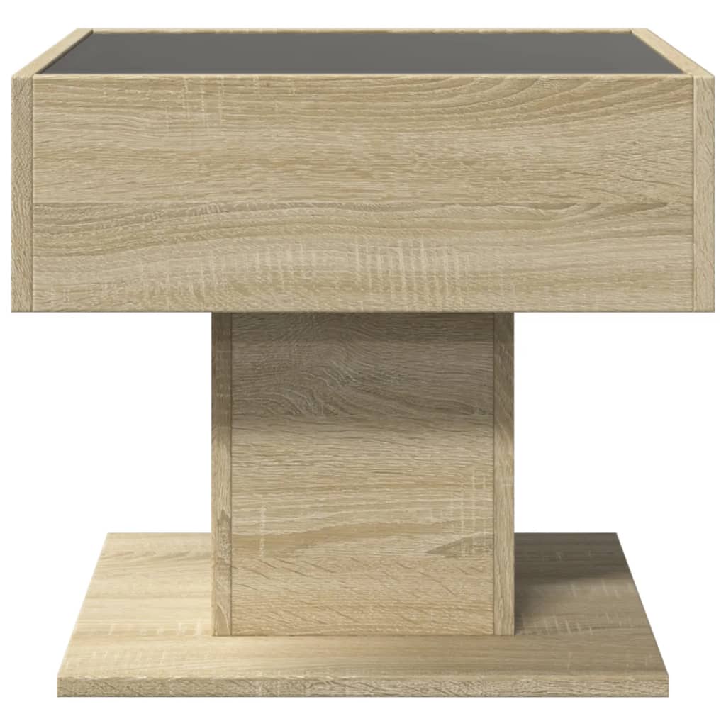 Table basse avec LED chêne sonoma 50x50x45 cm bois d’ingénierie - Tables basses
