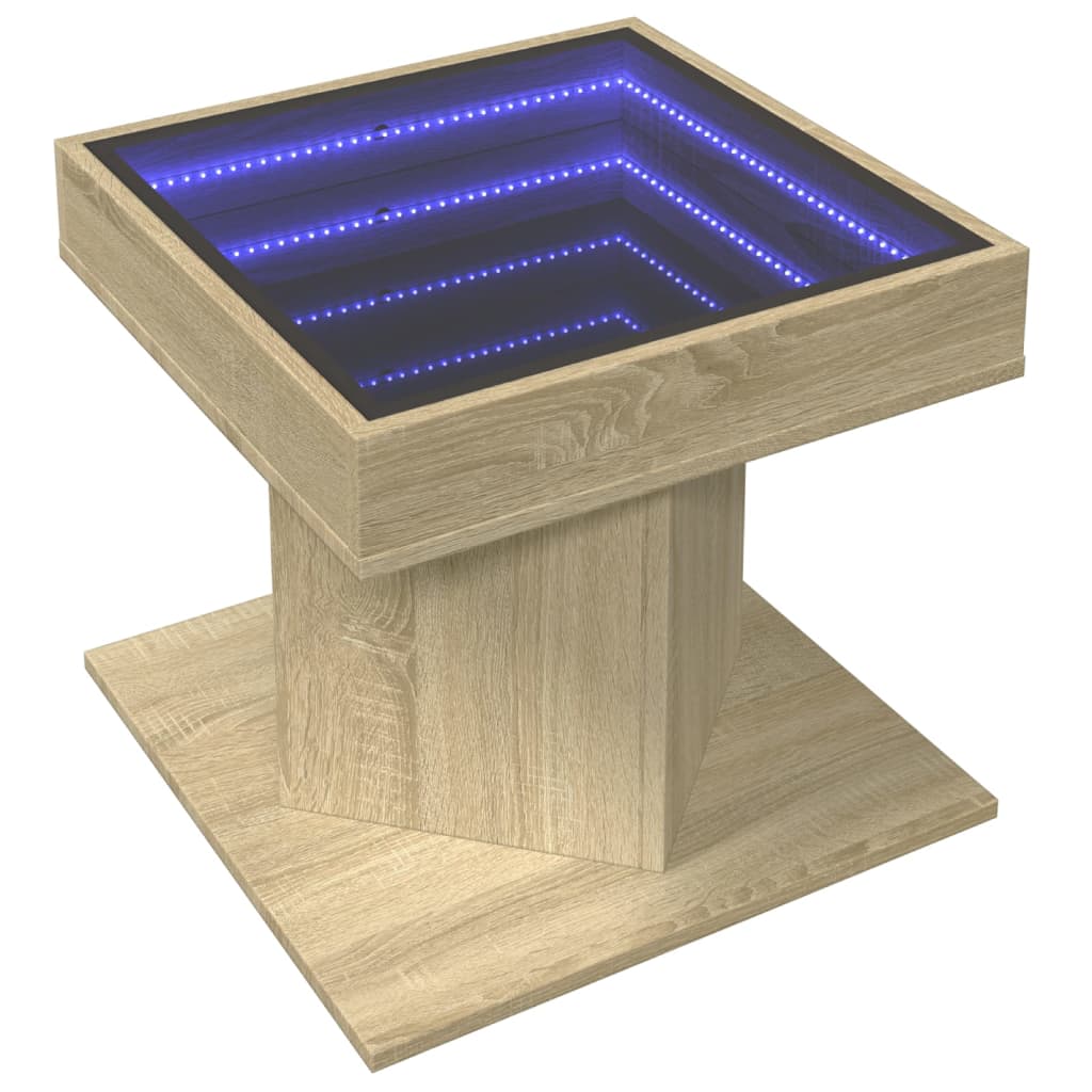 Table basse avec LED chêne sonoma 50x50x45 cm bois d’ingénierie - Tables basses