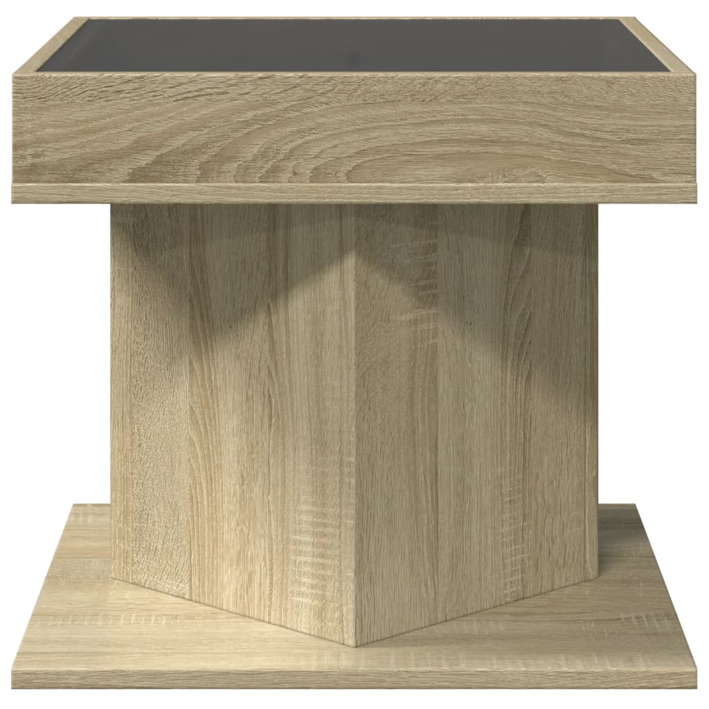 Table basse avec LED chêne sonoma 50x50x45 cm bois d’ingénierie - Tables basses