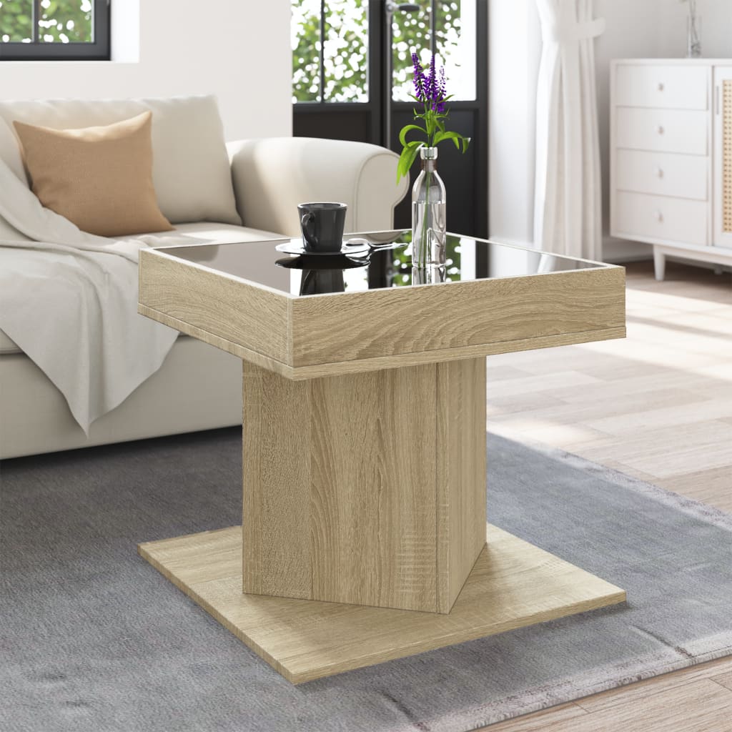 Table basse avec LED chêne sonoma 50x50x45 cm bois d’ingénierie - Tables basses