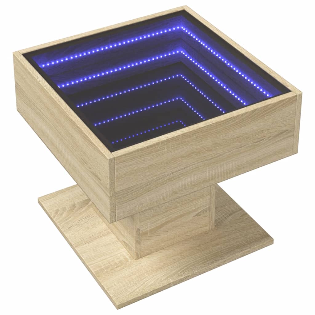 Table basse avec LED chêne sonoma 50x50x45 cm bois d’ingénierie - Tables basses