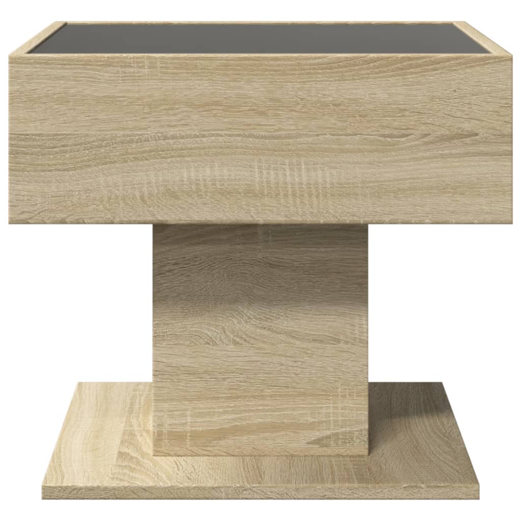 Table basse avec LED chêne sonoma 50x50x45 cm bois d’ingénierie - Tables basses