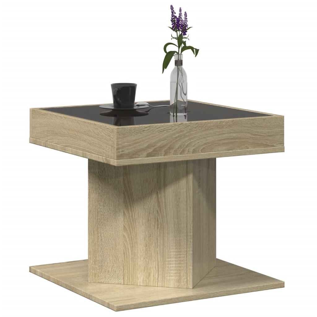 Table basse avec LED chêne sonoma 50x50x45 cm bois d’ingénierie - Tables basses