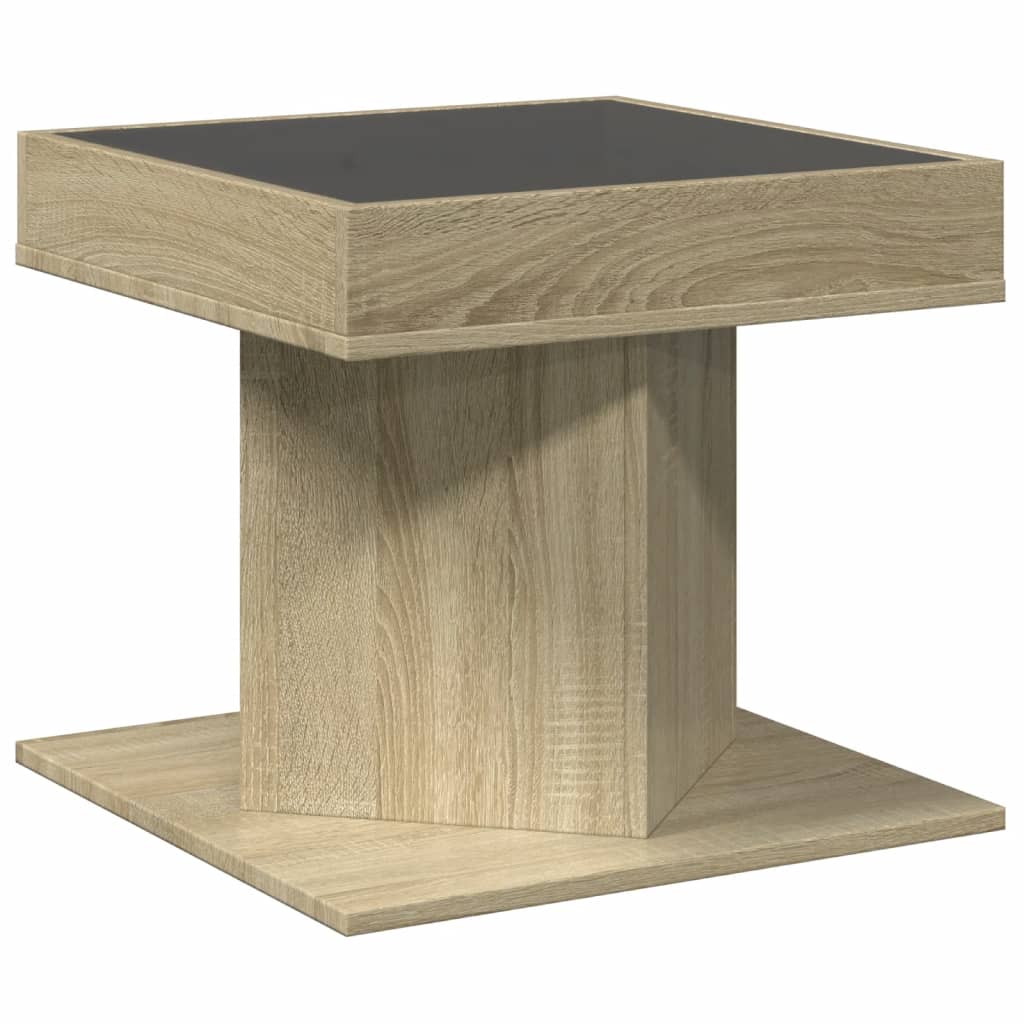 Table basse avec LED chêne sonoma 50x50x45 cm bois d’ingénierie - Tables basses