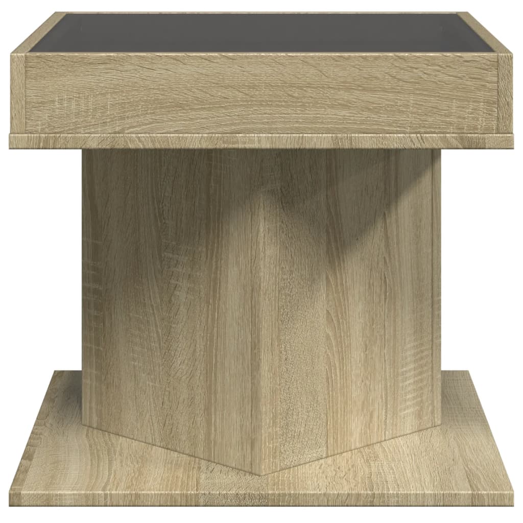 Table basse avec LED chêne sonoma 50x50x45 cm bois d’ingénierie - Tables basses