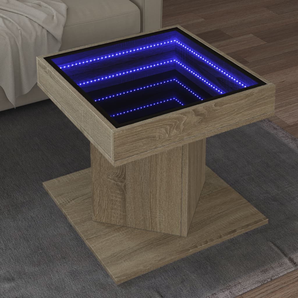 Table basse avec LED chêne sonoma 50x50x45 cm bois d’ingénierie - Tables basses