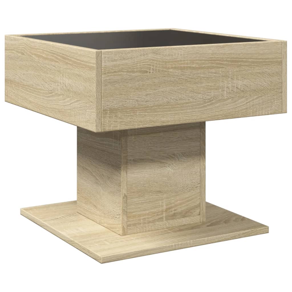 Table basse avec LED chêne sonoma 50x50x45 cm bois d’ingénierie - Tables basses