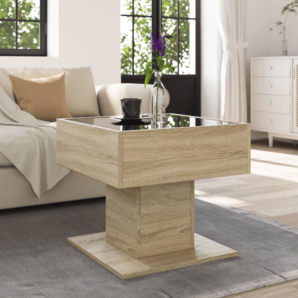 Table basse avec LED chêne sonoma 50x50x45 cm bois d’ingénierie - Tables basses