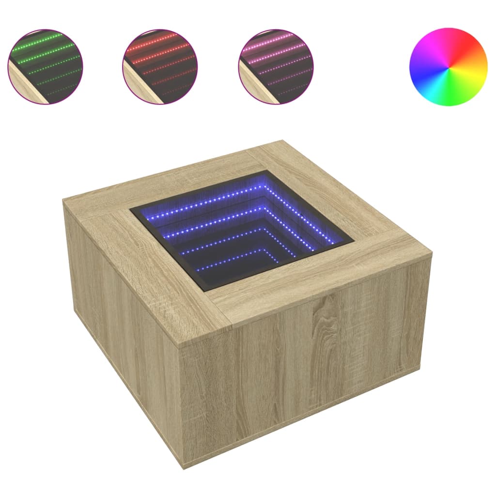 Table basse avec LED chêne sonoma 60x60x40 cm bois d’ingénierie - Tables basses