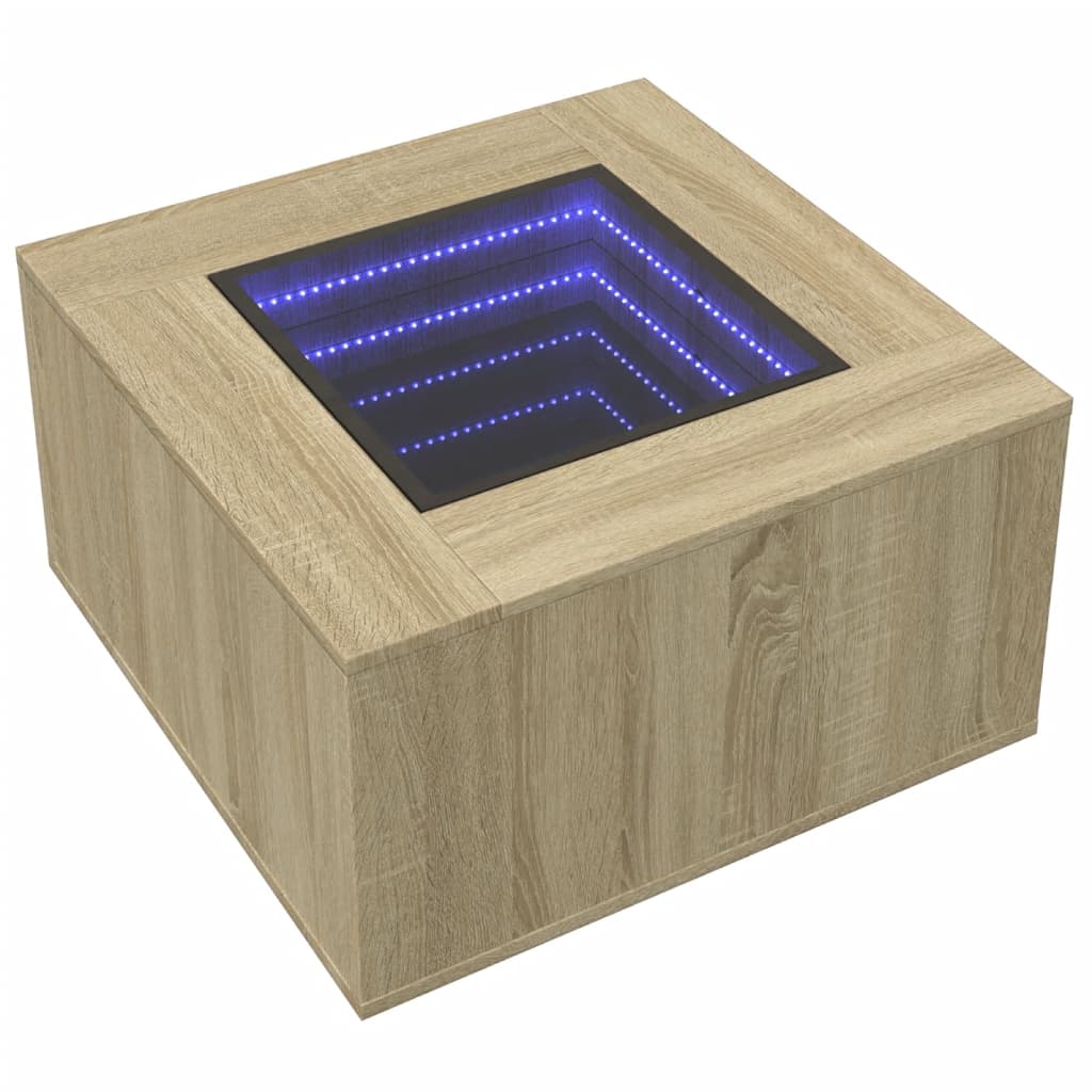 Table basse avec LED chêne sonoma 60x60x40 cm bois d’ingénierie - Tables basses