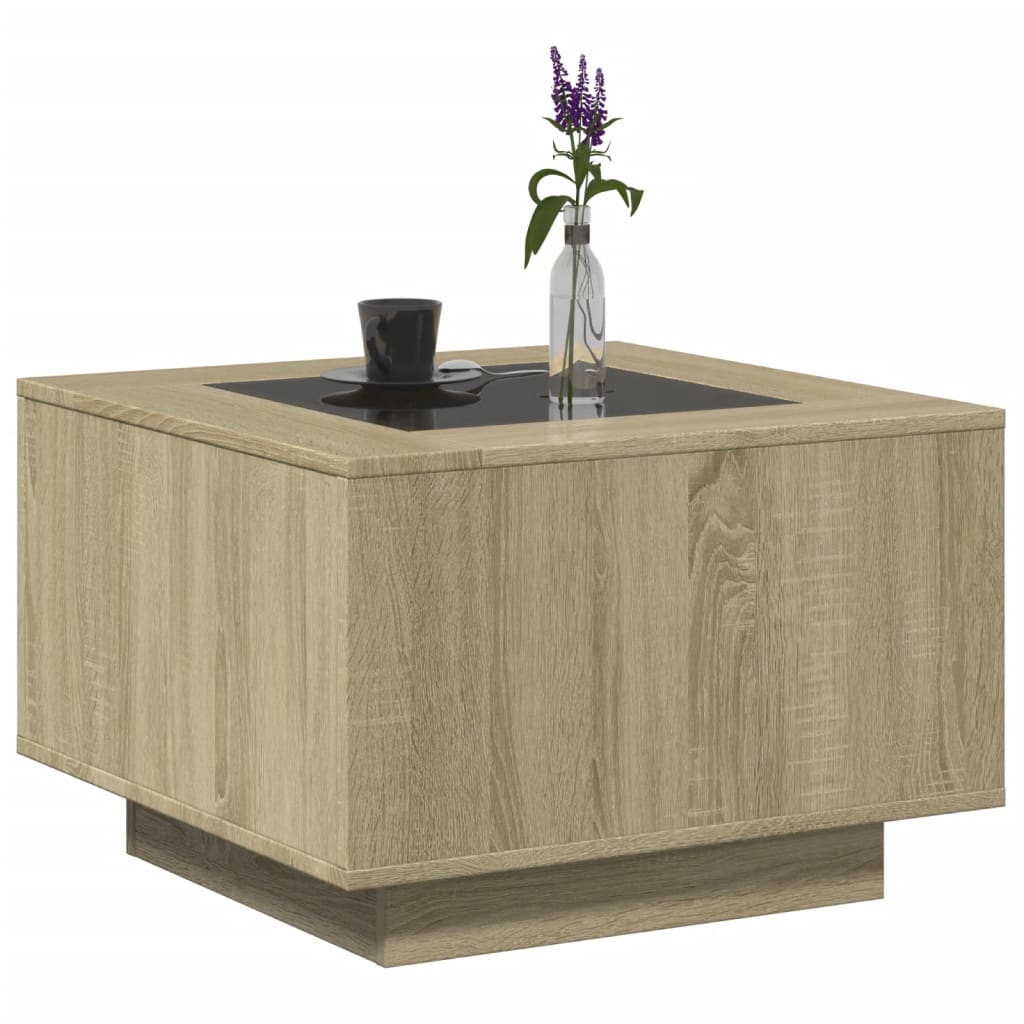Table basse avec LED chêne sonoma 60x60x40 cm bois d’ingénierie - Tables basses