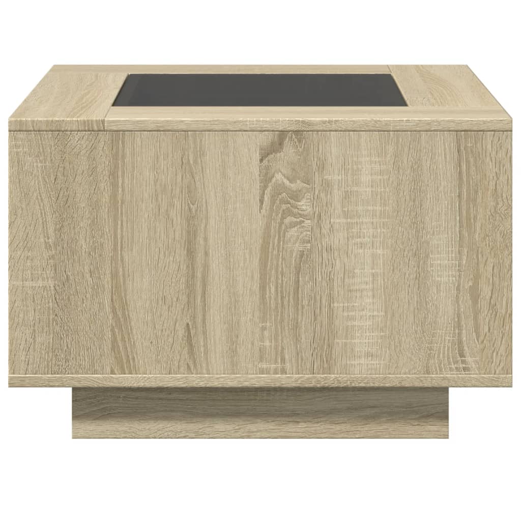 Table basse avec LED chêne sonoma 60x60x40 cm bois d’ingénierie - Tables basses