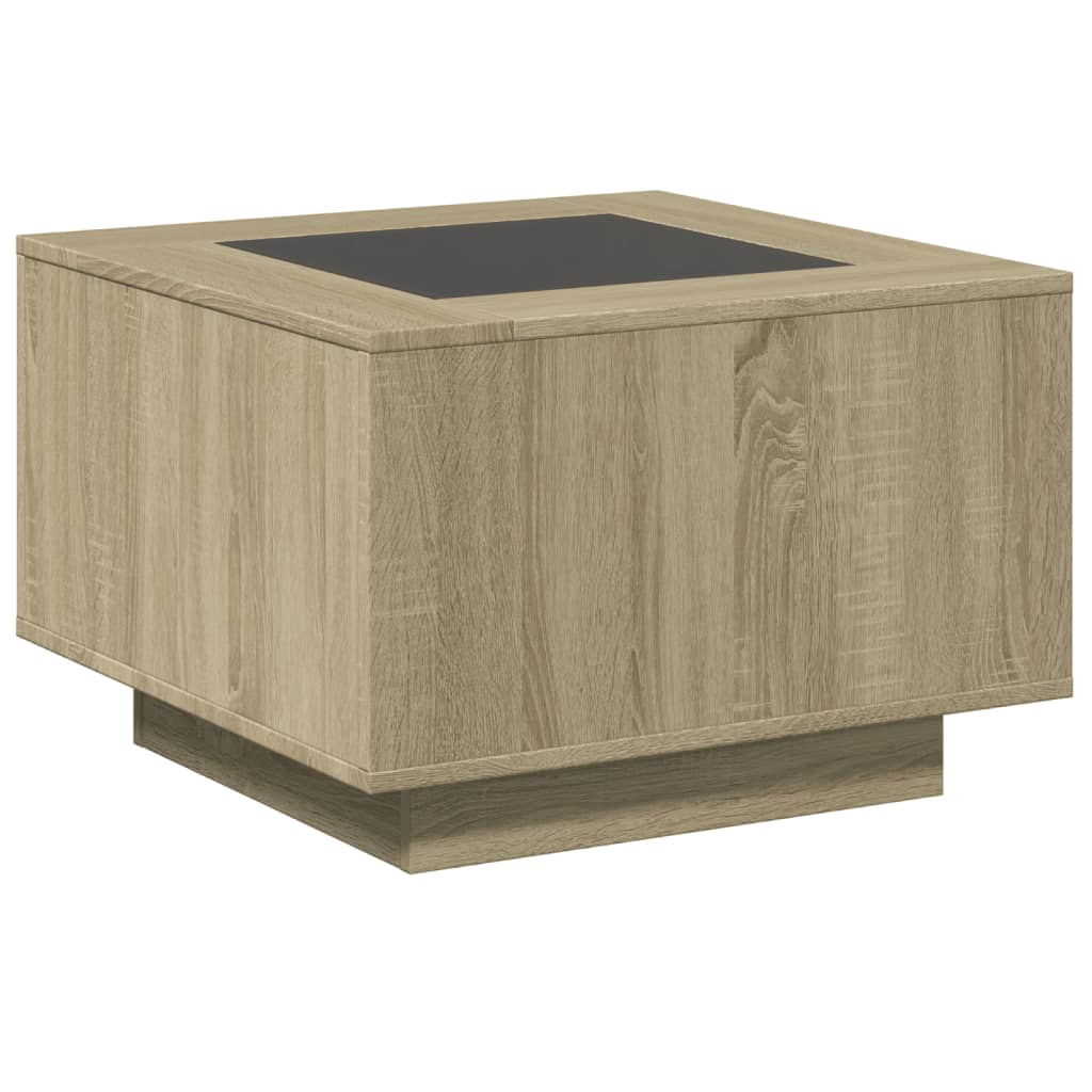 Table basse avec LED chêne sonoma 60x60x40 cm bois d’ingénierie - Tables basses