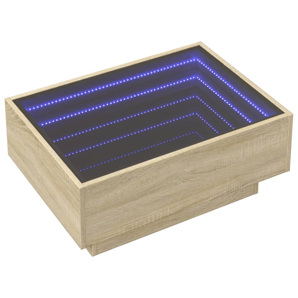 Table basse avec LED chêne sonoma 70x50x30 cm bois d’ingénierie - Tables basses