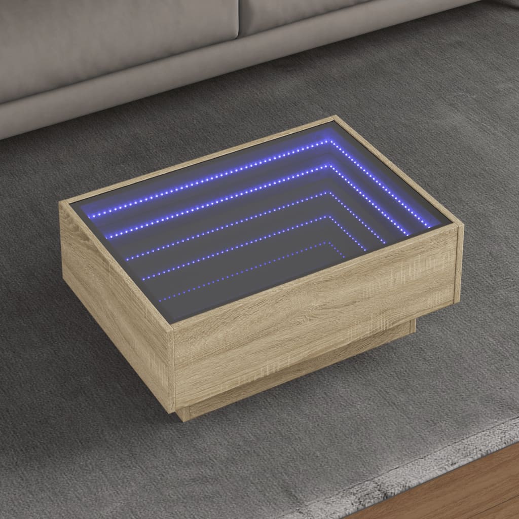 Table basse avec LED chêne sonoma 70x50x30 cm bois d’ingénierie - Tables basses