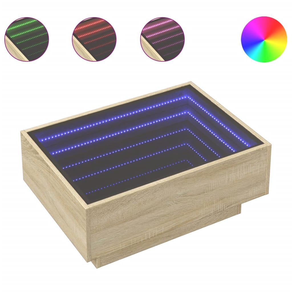 Table basse avec LED chêne sonoma 70x50x30 cm bois d’ingénierie - Tables basses
