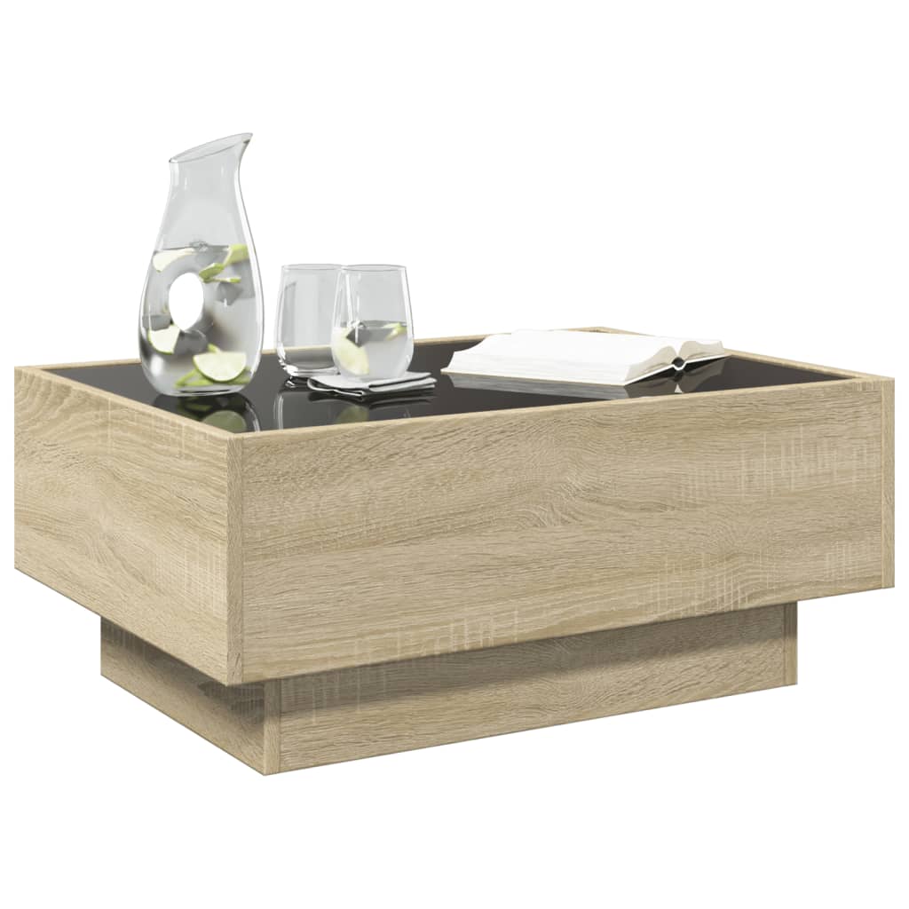 Table basse avec LED chêne sonoma 70x50x30 cm bois d’ingénierie - Tables basses