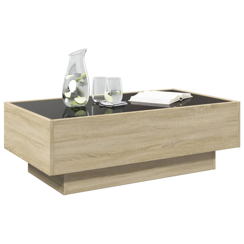 Table basse avec LED chêne sonoma 90x50x30 cm bois d’ingénierie - Tables basses