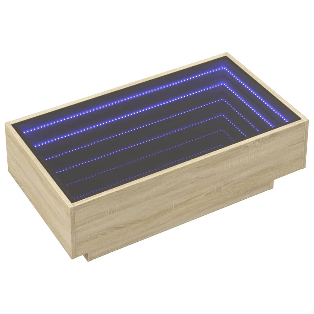 Table basse avec LED chêne sonoma 90x50x30 cm bois d’ingénierie - Tables basses