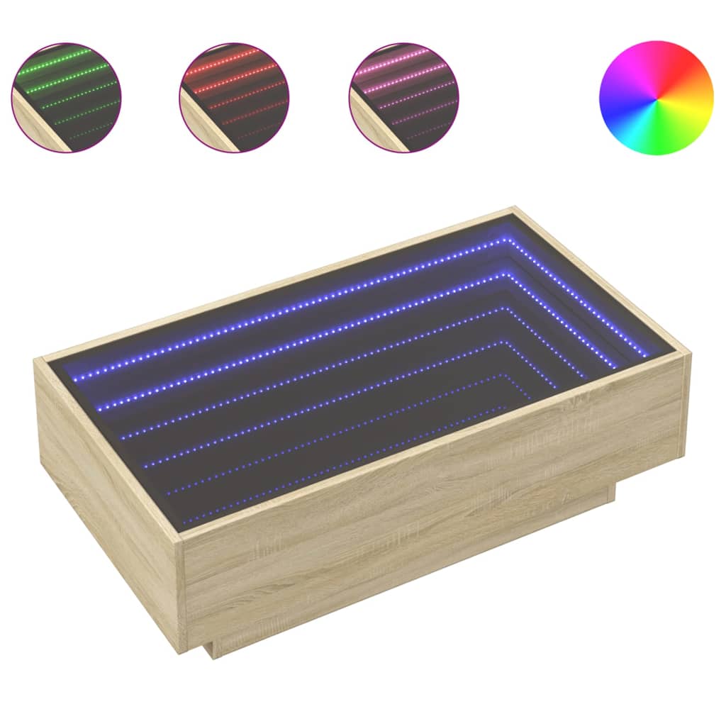 Table basse avec LED chêne sonoma 90x50x30 cm bois d’ingénierie - Tables basses