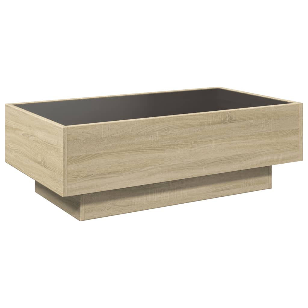 Table basse avec LED chêne sonoma 90x50x30 cm bois d’ingénierie - Tables basses