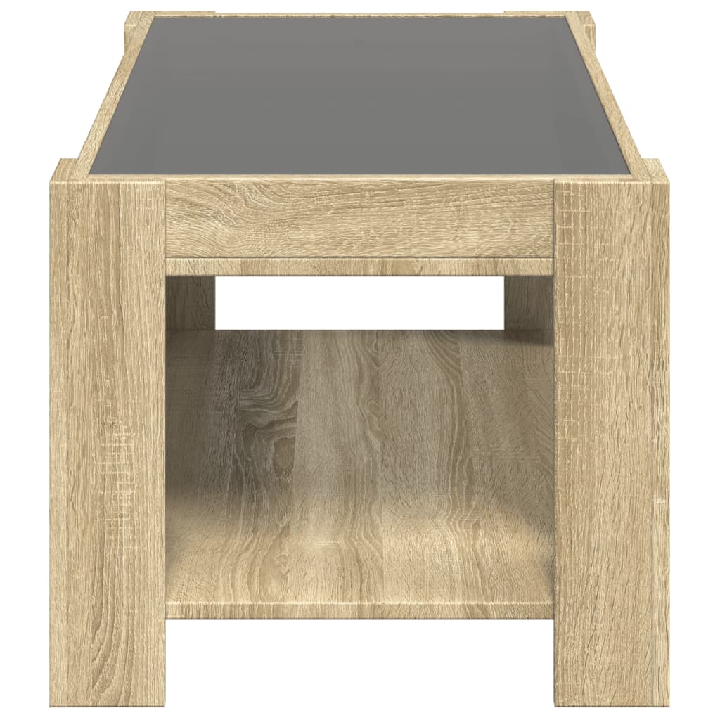 Table basse avec LED chêne sonoma 93x53x45 cm bois d’ingénierie - Tables basses