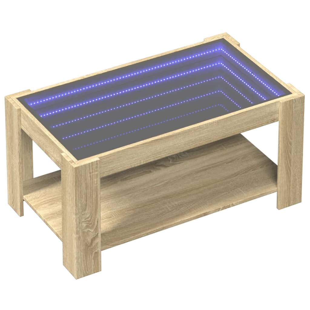 Table basse avec LED chêne sonoma 93x53x45 cm bois d’ingénierie - Tables basses