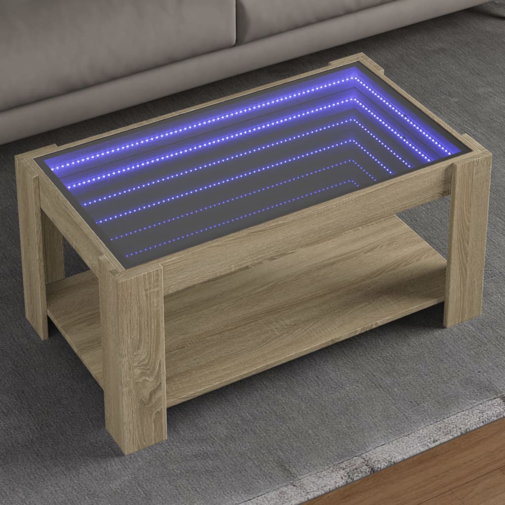 Table basse avec LED chêne sonoma 93x53x45 cm bois d’ingénierie - Tables basses
