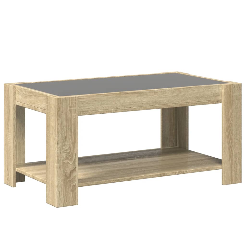 Table basse avec LED chêne sonoma 93x53x45 cm bois d’ingénierie - Tables basses