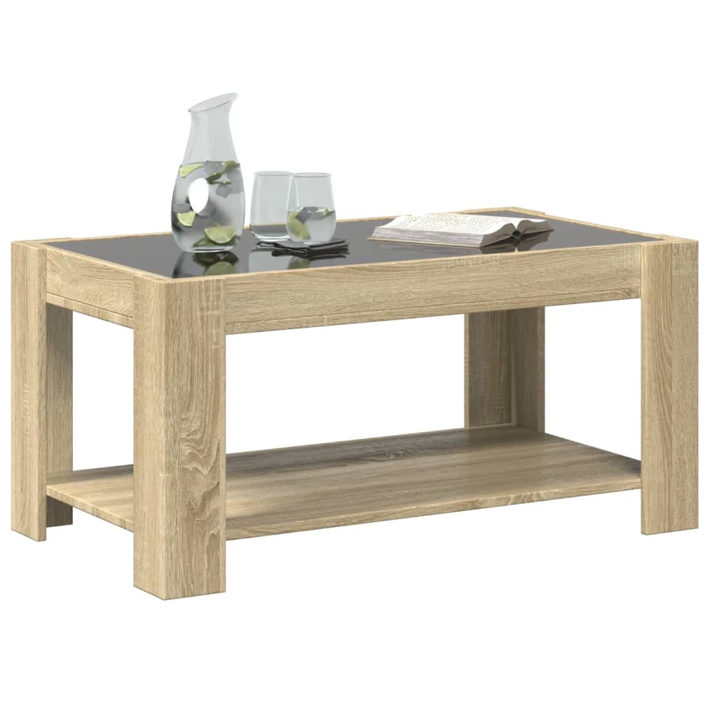 Table basse avec LED chêne sonoma 93x53x45 cm bois d’ingénierie - Tables basses