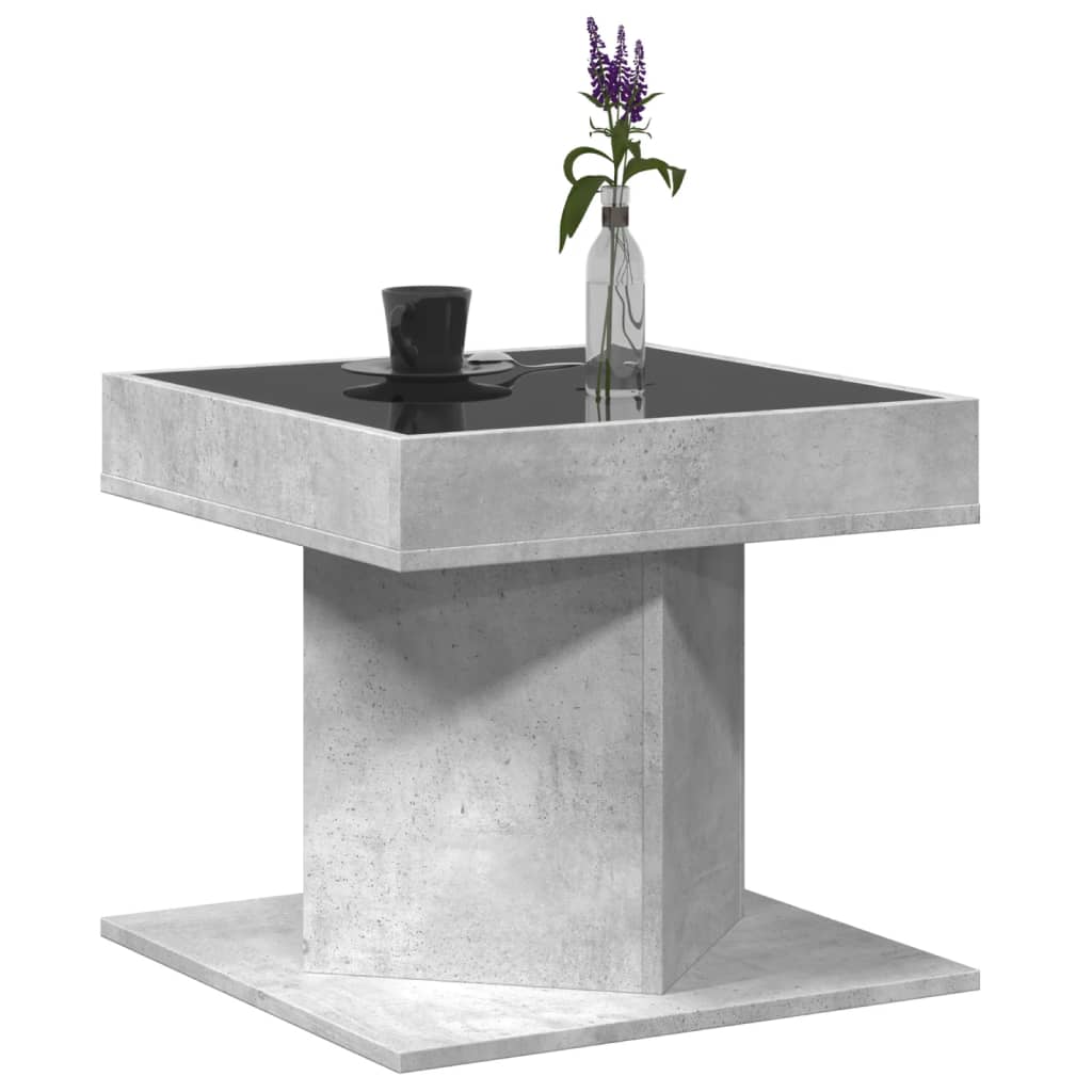 Table basse avec LED gris béton 50x50x45 cm bois d’ingénierie - Tables basses