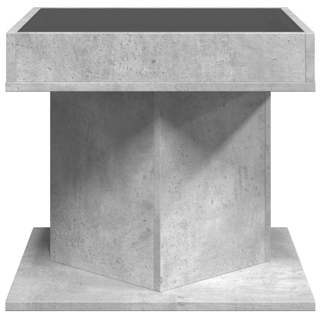 Table basse avec LED gris béton 50x50x45 cm bois d’ingénierie - Tables basses