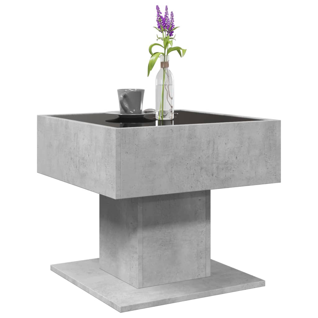 Table basse avec LED gris béton 50x50x45 cm bois d’ingénierie - Tables basses