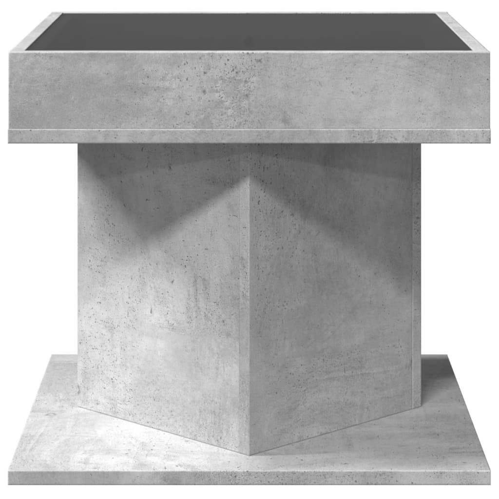 Table basse avec LED gris béton 50x50x45 cm bois d’ingénierie - Tables basses