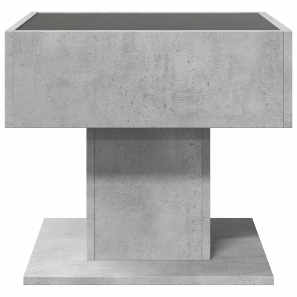 Table basse avec LED gris béton 50x50x45 cm bois d’ingénierie - Tables basses