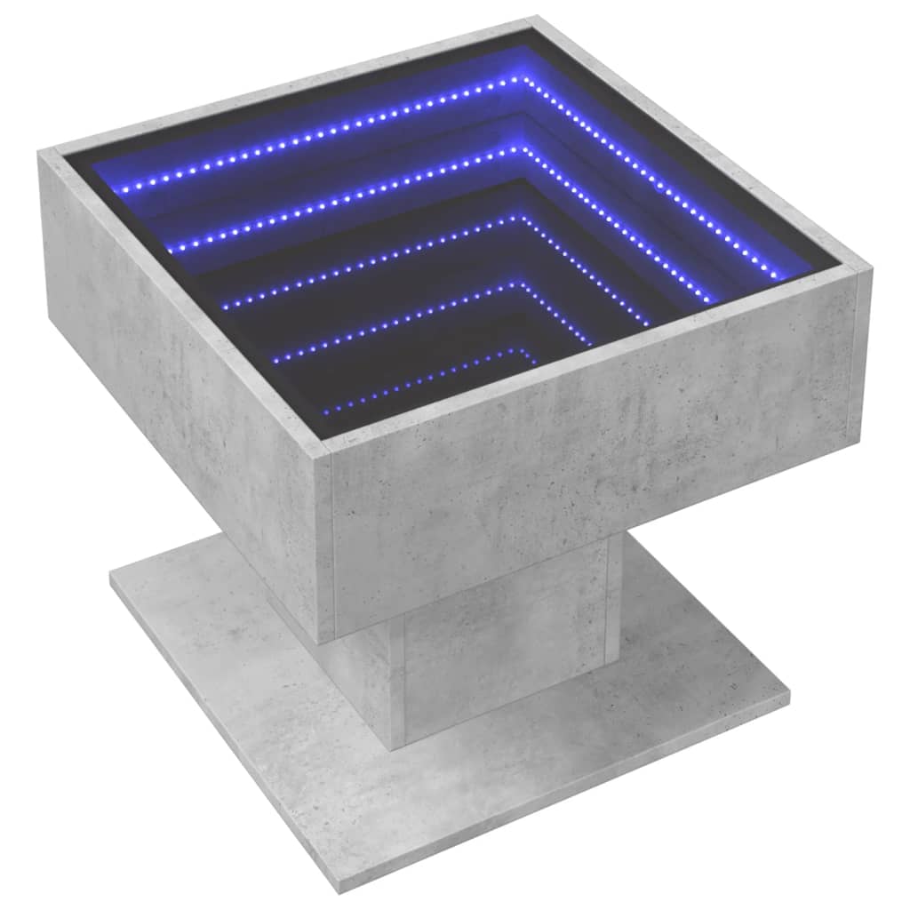 Table basse avec LED gris béton 50x50x45 cm bois d’ingénierie - Tables basses