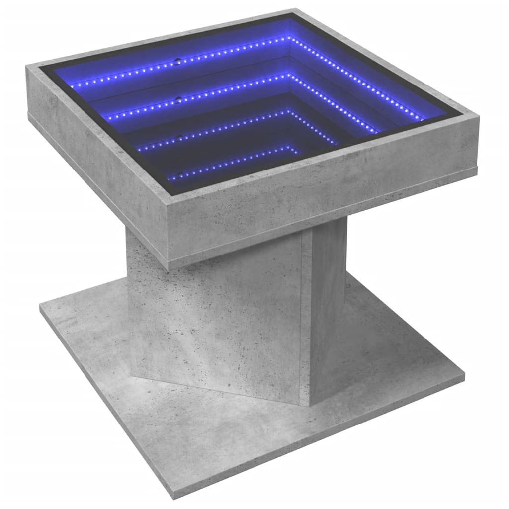 Table basse avec LED gris béton 50x50x45 cm bois d’ingénierie - Tables basses