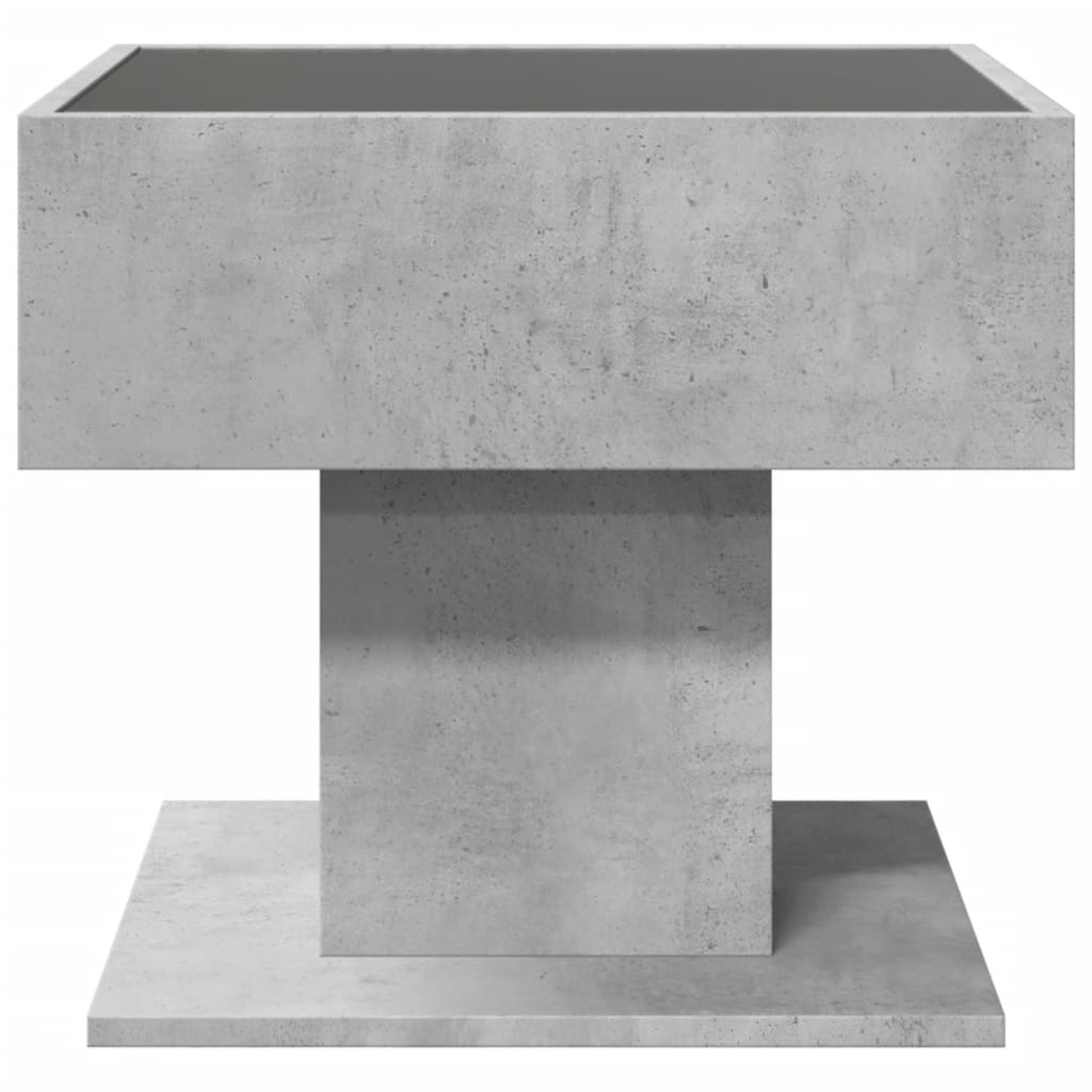 Table basse avec LED gris béton 50x50x45 cm bois d’ingénierie - Tables basses