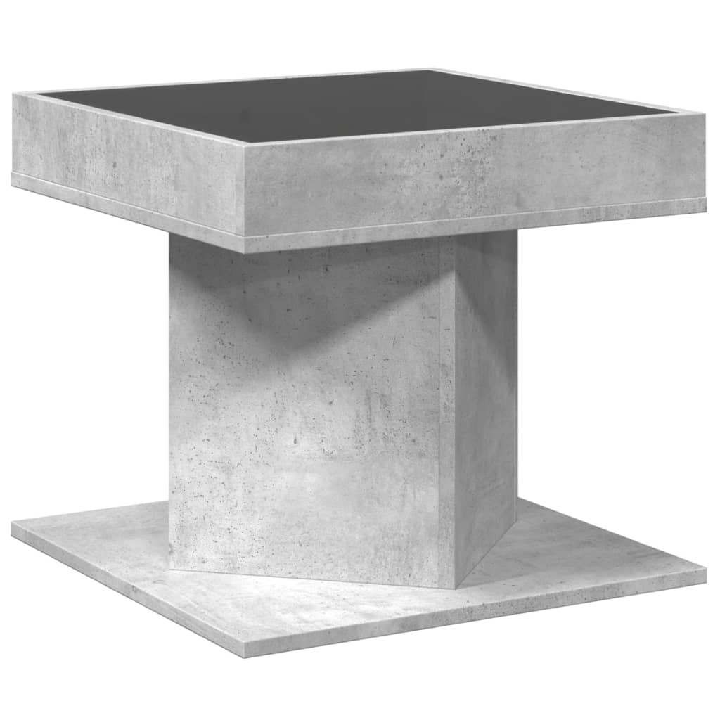 Table basse avec LED gris béton 50x50x45 cm bois d’ingénierie - Tables basses
