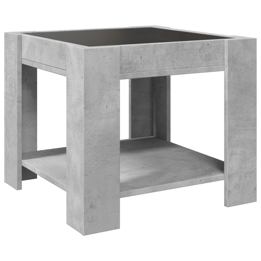 Table basse avec LED gris béton 53x53x45 cm bois d’ingénierie - Tables basses