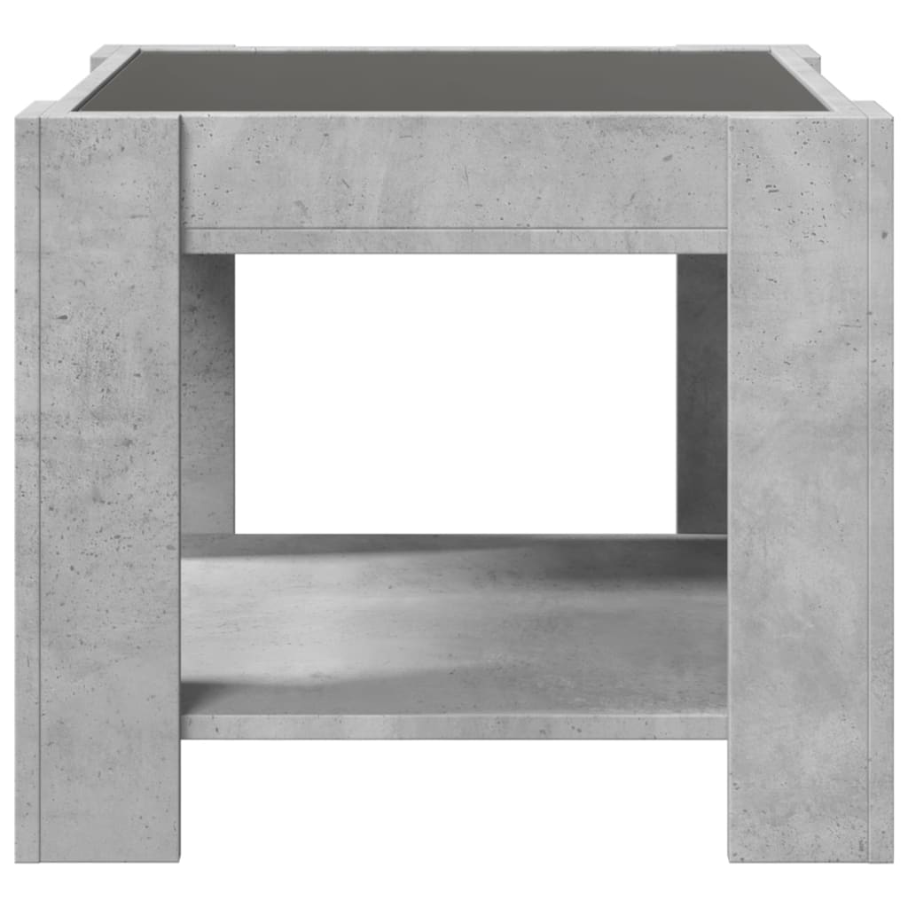 Table basse avec LED gris béton 53x53x45 cm bois d’ingénierie - Tables basses