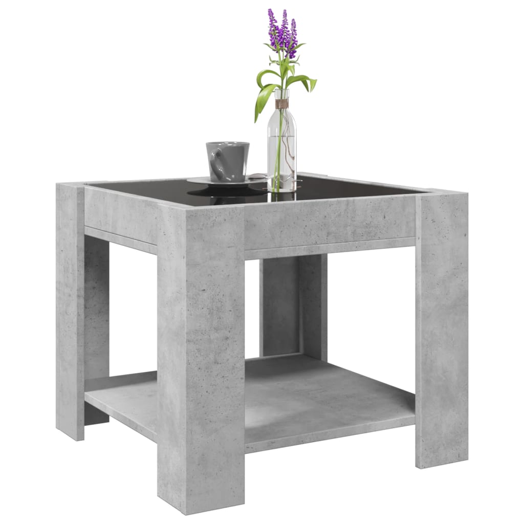 Table basse avec LED gris béton 53x53x45 cm bois d’ingénierie - Tables basses