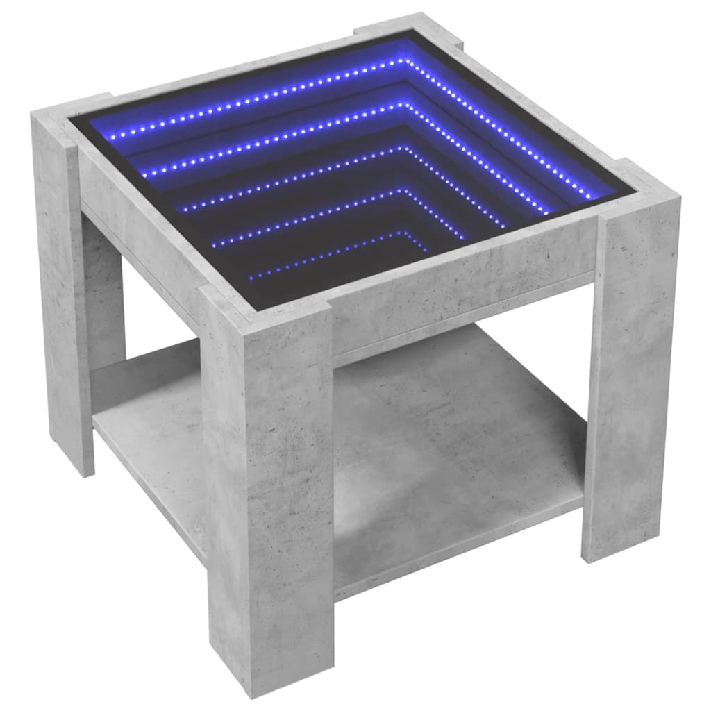 Table basse avec LED gris béton 53x53x45 cm bois d’ingénierie - Tables basses